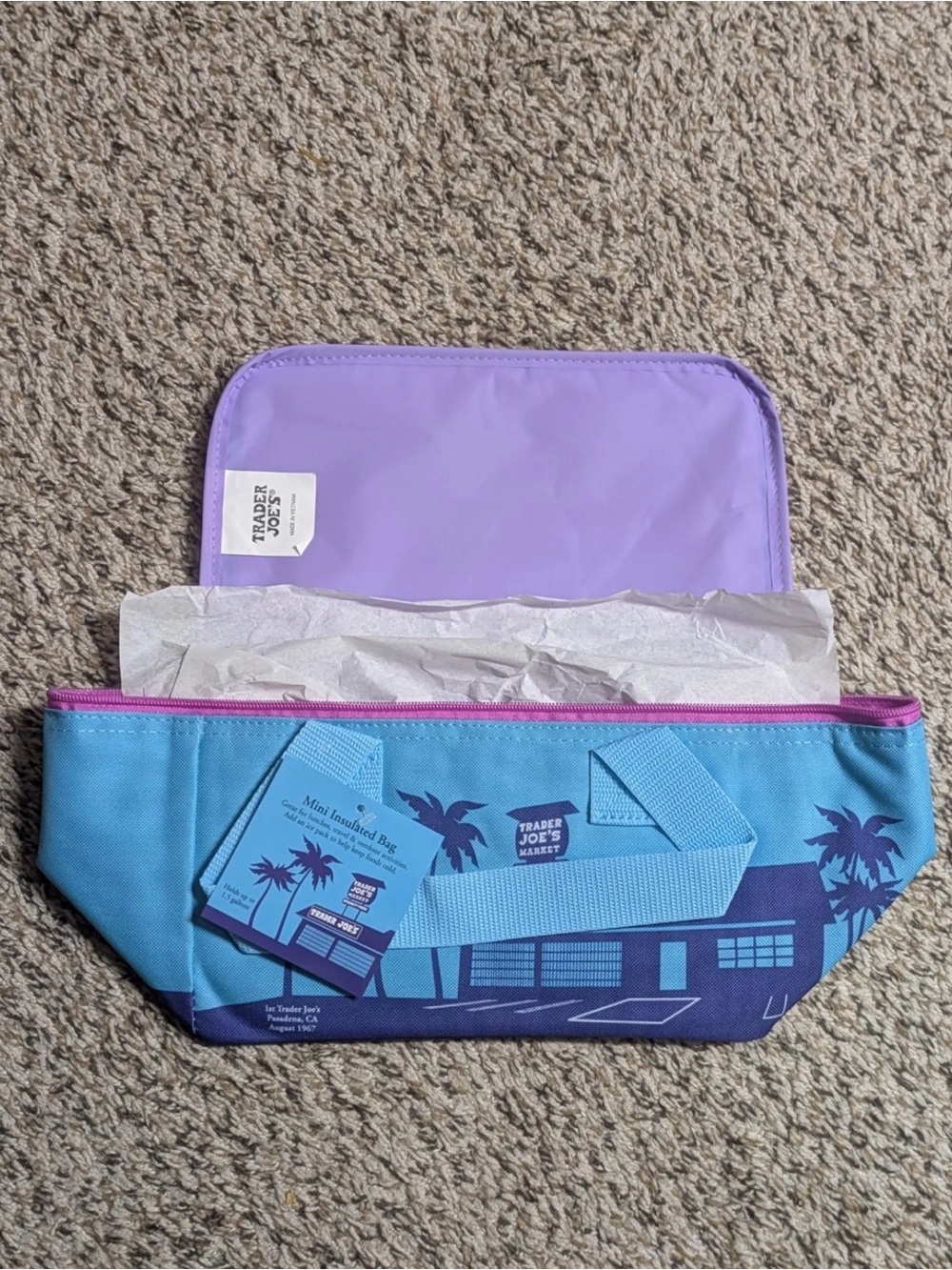 Trader Joe's Blue & Purple Insulated Tote Bag